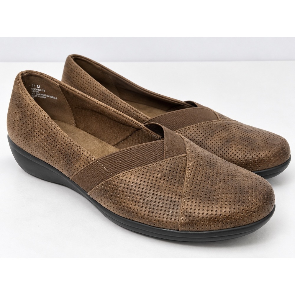Wear.Ever Debry Womens Brown Perforated Slip On Loafers Flats 11 M WRF19-12414